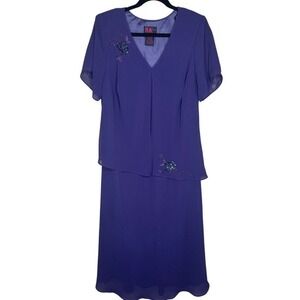 R&K VTG Embellished Dressy Outfit Purple Sequin‎ Party Dress Plus Size 16W Maxi